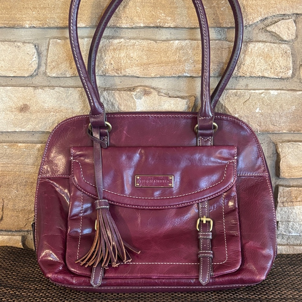 Tignanello Burgundy Leather Shoulder Bag
